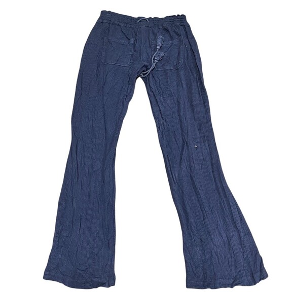 Roxy Womens Wide-Leg Pull-On Pants Size M Navy Blue Textured Pockets - Picture 4 of 8